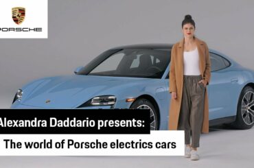 Alexandra Daddario explains the all-electric Porsche Taycan concept