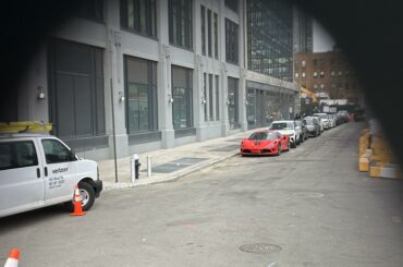 Not a very good pic as I was behind a fence at my job. [Ferrari F40?]