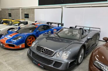 The only RHD [Mercedes AMG CLK GTR Roadster] next to a [McLaren F1 GTR]