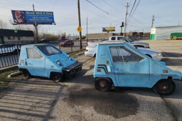 When you think you've seen everything, the universe laughs, and produces some abandoned electric cheese wedges. [1980 Commuter Vehicles Inc. Commuta-Car]