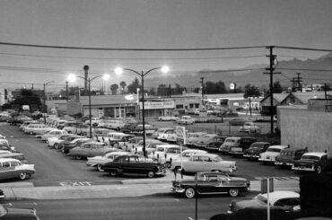 Vintage parking lots full of vintage cars