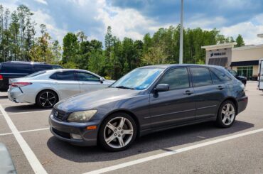 Saw a [Lexus IS300] wagon the other day for the first time in a while. Then tonight saw another IS, a sedan, on TE37s!