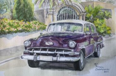 Watercolor painting of a Cadillac Series 62