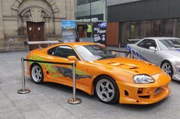 Fast & Furious [Toyota Supra] and [Nissan GtR R34] outside a shopping centre