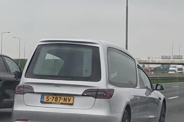 [Tesla Hearse] on the highway outside of Amsterdam