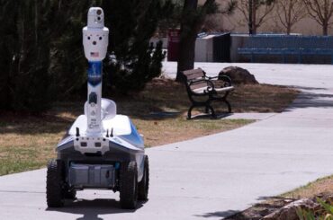 Team 1st Technologies autonomous security robot, now being trialed at a high school in New Mexico and elsewhere