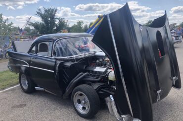 This 57 Chevrolet with a shortened wheelbase and rumble seats?