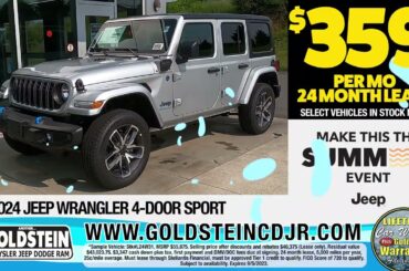 2024 Jeep Wrangler 4xe Plug-In Hybrid Lease Offer - $359 per month* Ends Sept 5th at Goldstein CDJR