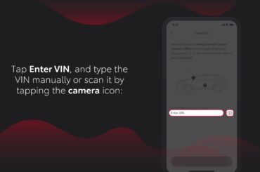 MyToyota app: setting up using VIN scanner
