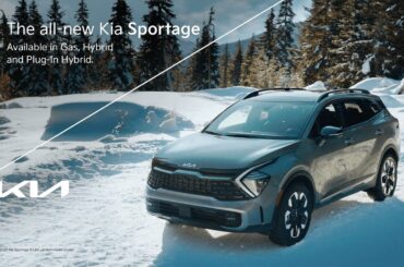 Conquer Winter in the Sportage. Arriving now. Available in Gas, Hybrid and Plug-in Hybrid.