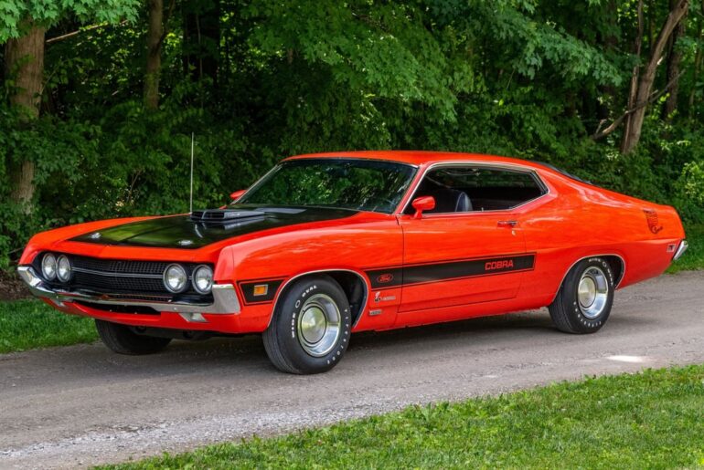 1970 Ford Torino Cobra Twister Special. Cobra Jet Ram Air 429-cu.in. OHV V8 was rated at 370 horsepower.