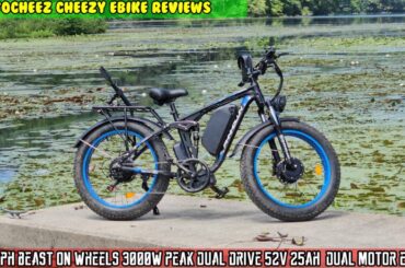 38 mph BEAST on wheels 3000W peak dual drive 52v 25ah  dual motor ebike review