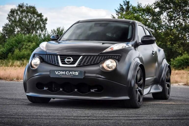 The Nissan Juke-R. Only 5 were made by Nissan. It has a 600HP engine from the Nissan GTR and costs £400,000