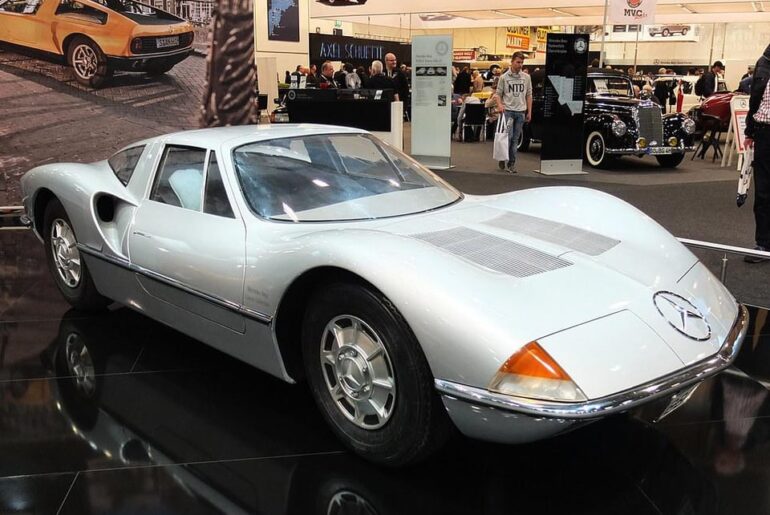 1966 Mercedes-Benz SLX concept. At one point Mercedes considered releasing it as a mid-engine halo car. The project was canceled before a running prototype could be built.