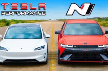 New Tesla Model 3 Performance v Hyundai IONIQ 5 N: DRAG RACE