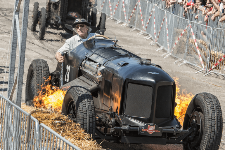 Packard-Bentley "Mavis" starting a fire (and BMW "Brutus" in the background) [1620x1080]