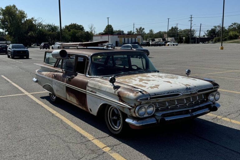 1959 Chevy Parkwood with a highway swamp cooler