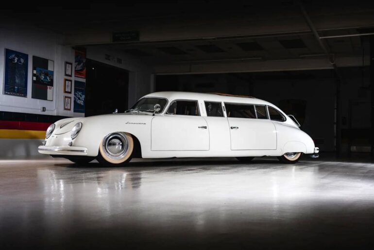 Custom stretched, Porsche 912-powered 1953 Porsche 356 2+2 'coupe' with another set of doors and more leg room for rear seat passengers.