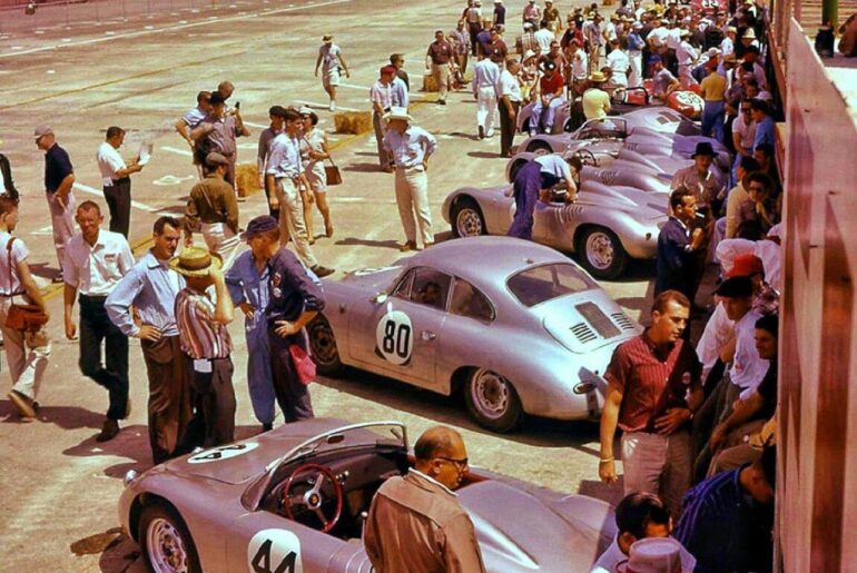 Porsche teams in the 1960 12 hours of Sebring race (1403x1263)