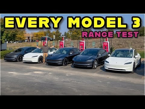 Tesla Model 3 Mega Highway Range Test! Every Highland Refresh Variant Driven From 100% Full To Dead (Out of Spec)