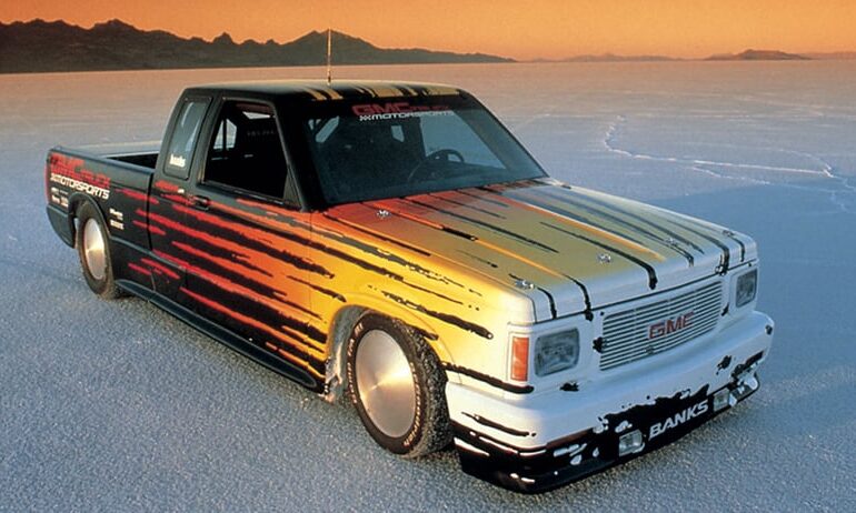 The Banks Power LSR pickup. Despite having the aerodynamics of a brick and a naturally aspirated V6 (albeit stroked to 5.0 L), the truck set a two-way average speed record of 210 mph in 1990.