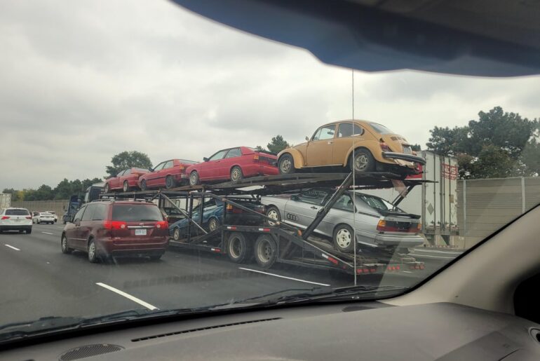 I don't remember the last time I saw one [Audi Quattro], let alone 6 on the same carrier 🤯