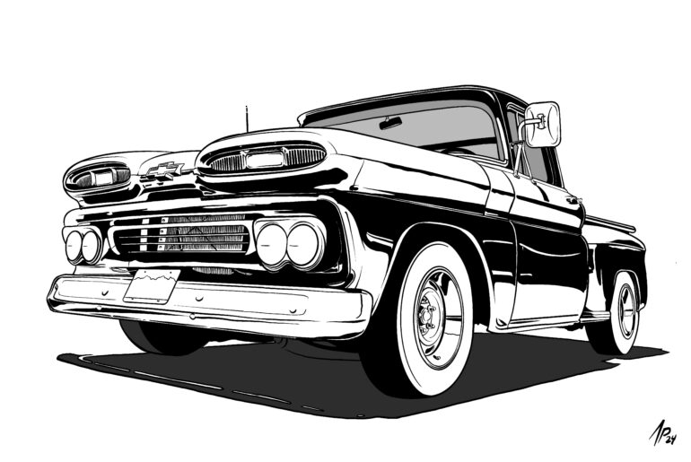 I just had to draw this Chevy after I saw how funny it looked with its weird nose