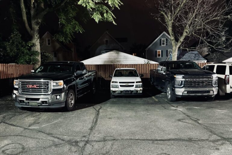 My 2010 Colorado WT hanging out with its bodyguards in the parking lot