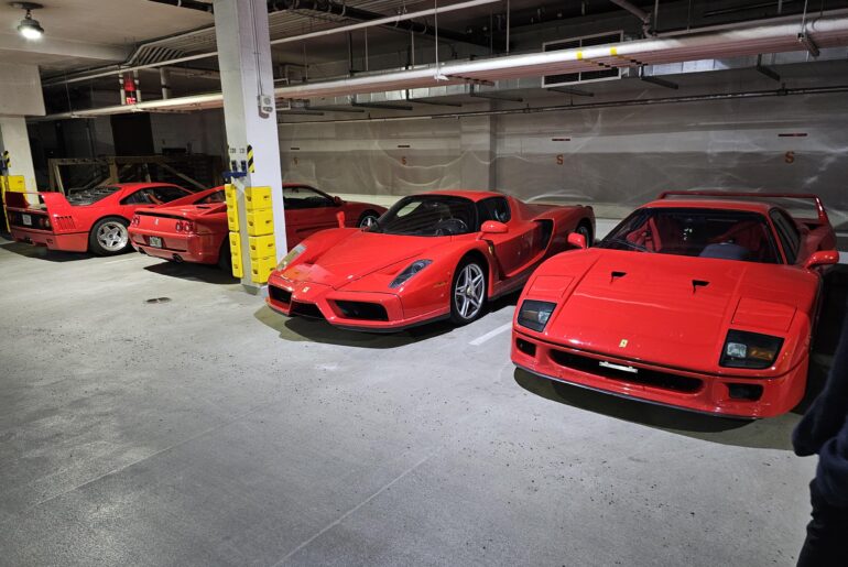 This Ferrari line up in the Four Seasons garage in Jackson WY [4000x3000]